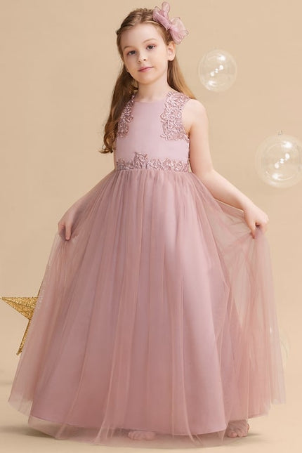 Robe Dentelle Fille Rose Élégante - gallery 4