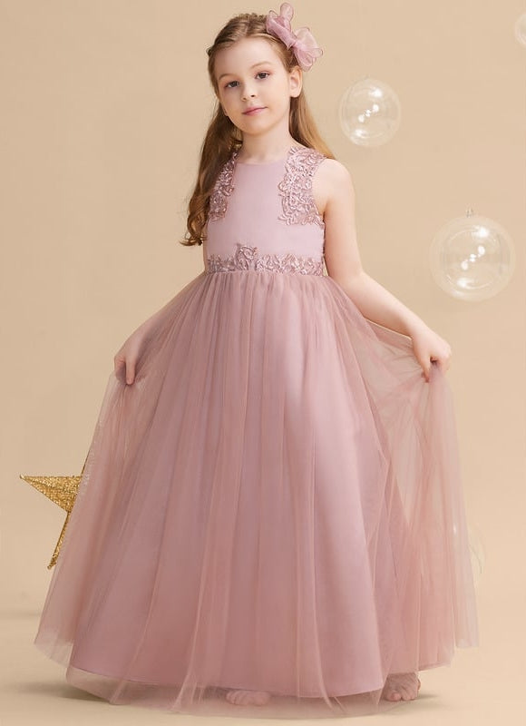 Robe Dentelle Fille Rose Élégante - gallery 4