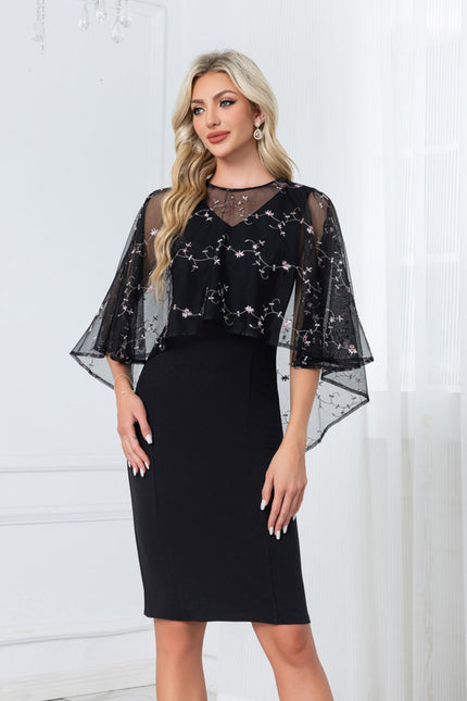 Robe Dentelle Noire Brodée