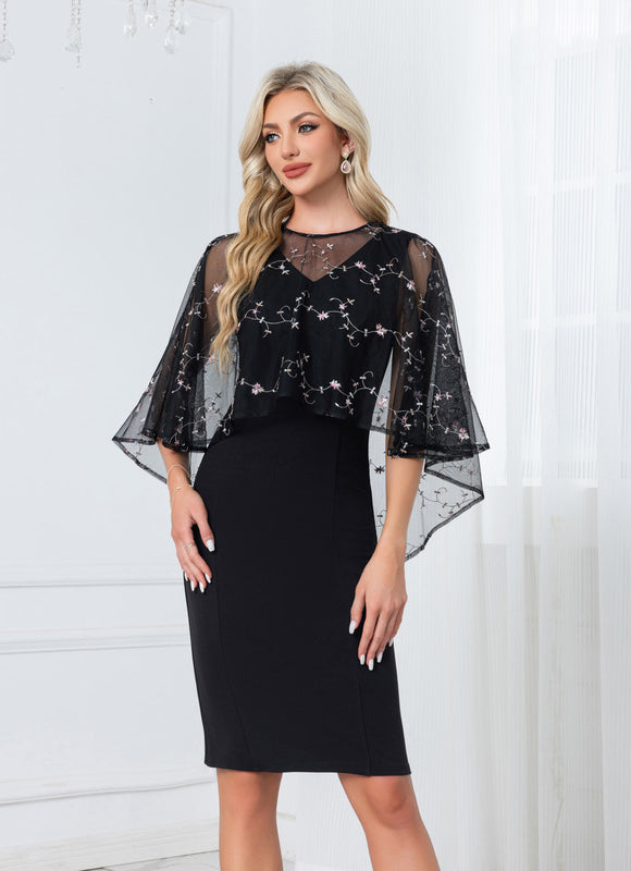 Robe Dentelle Noire Brodée