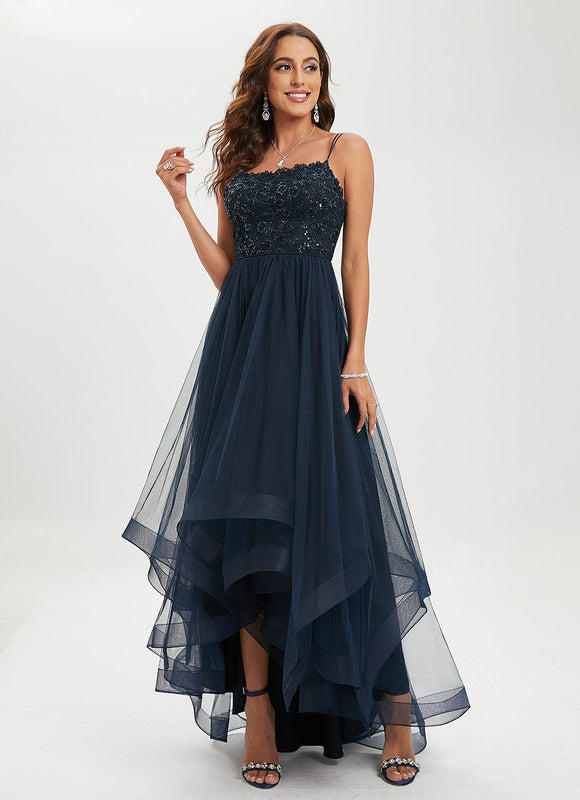 Robe Dentelle Asymétrique Scintillante - gallery 4