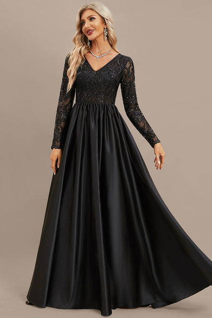 Robe Dentelle Noire Satinée - gallery 4