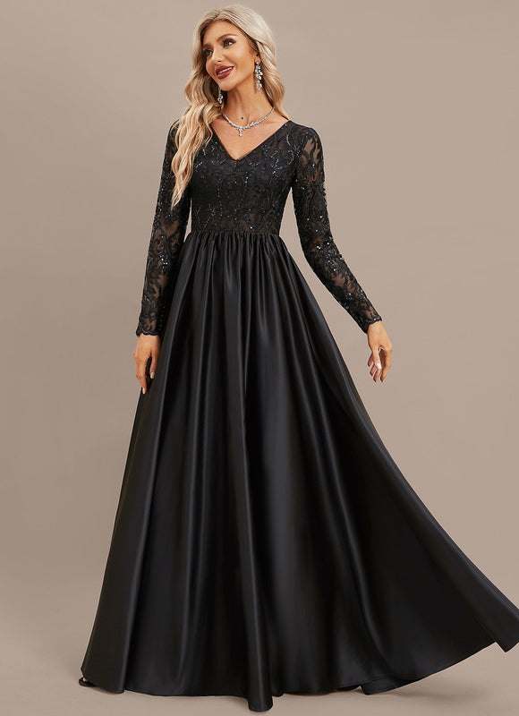 Robe Dentelle Noire Satinée - gallery 4