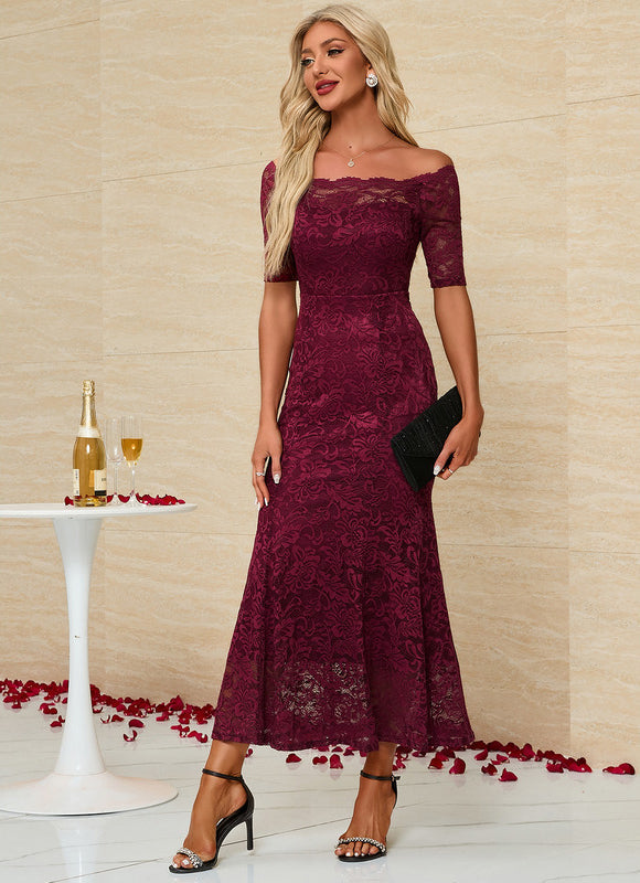 Robe Sirene Rouge Dentelle - gallery 3