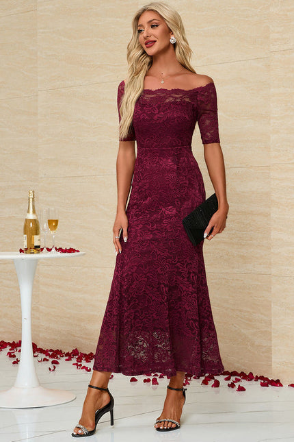 Robe Sirene Rouge Dentelle - gallery 3