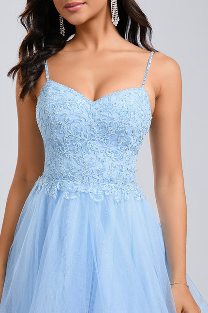 Robe Dentelle Tulle Bleu Pastel - gallery 5