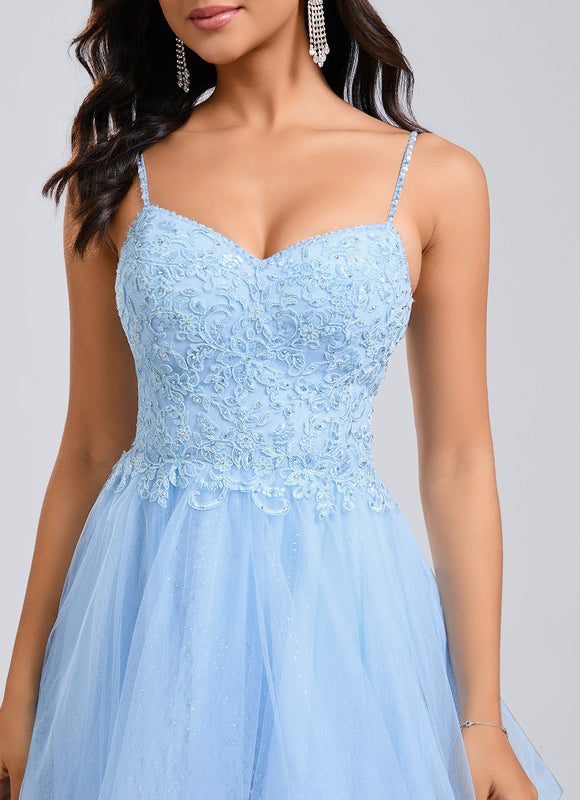 Robe Dentelle Tulle Bleu Pastel - gallery 5