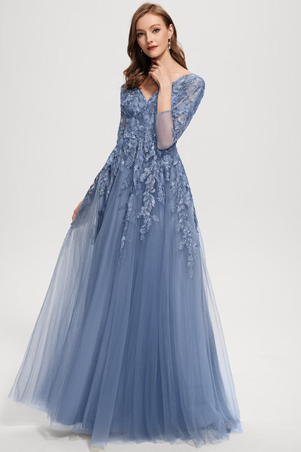 Robe Dentelle Grise Élégante - gallery 2
