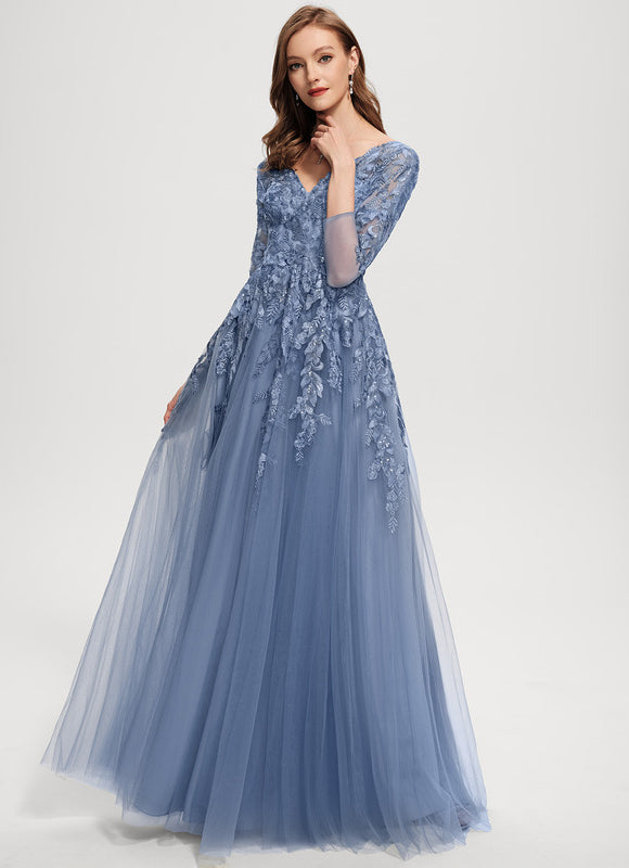 Robe Dentelle Grise Élégante - gallery 2