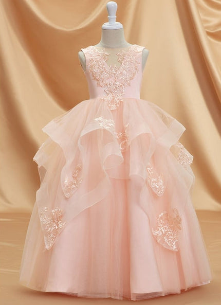 Robe Dentelle Tulle Saumon