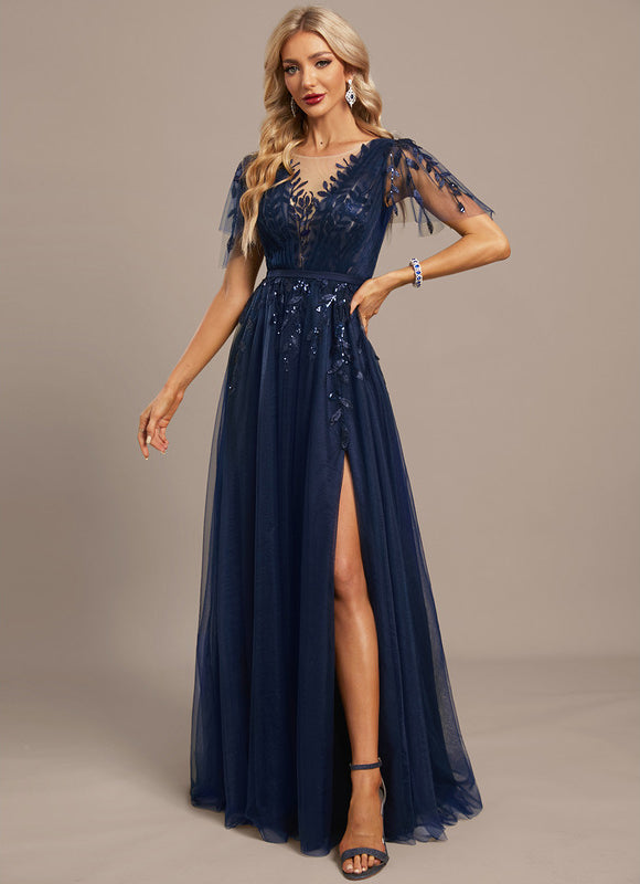 Robe Longue Dentelle Bordeaux - gallery 2