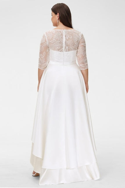 Robe Dentelle Asymétrique Satinée - gallery 8