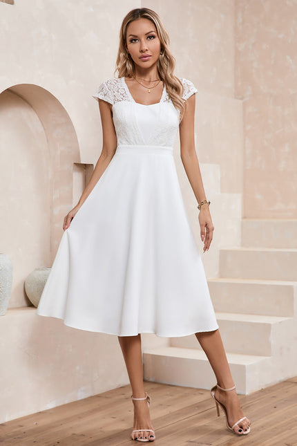 Robe Dentelle Élégante Blanche - gallery 5