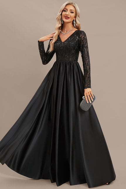 Robe Dentelle Noire Satinée - gallery 2