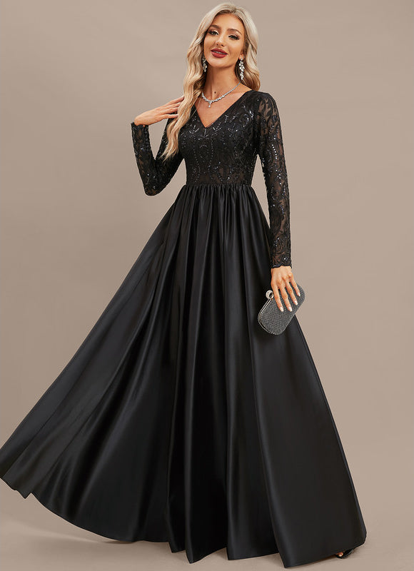 Robe Dentelle Noire Satinée - gallery 2