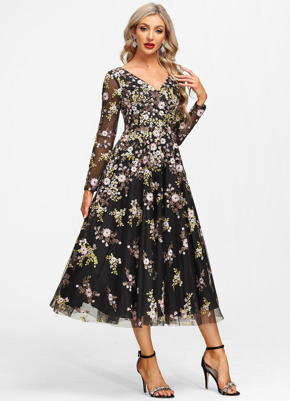 Robe Dentelle Florale Sophistiquée - gallery 4