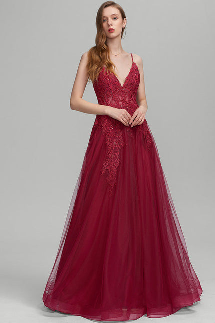 Robe Longue Rouge En Dentelle - gallery 2