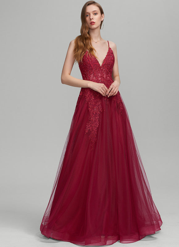 Robe Longue Rouge En Dentelle - gallery 2