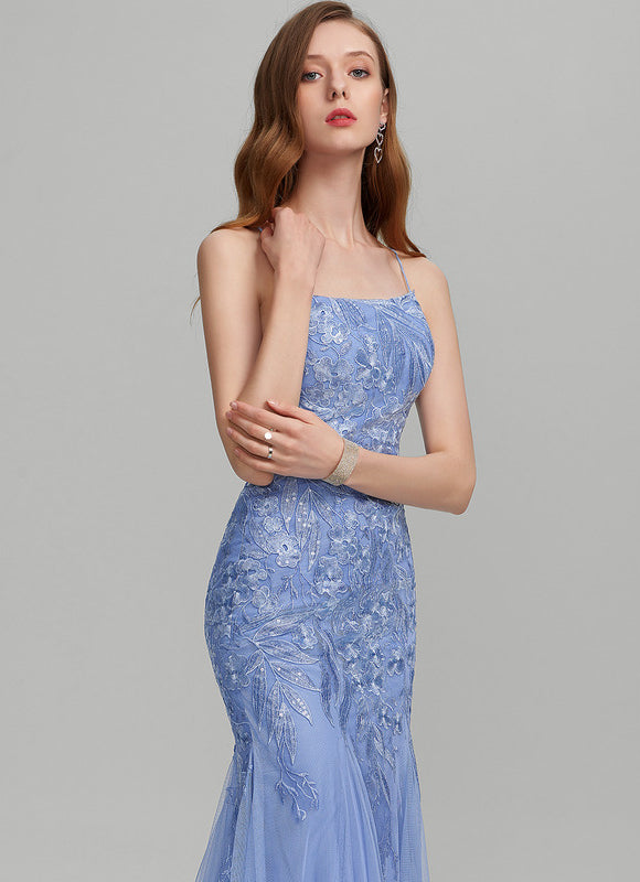 Robe Dentelle Bleu Pastel Élégante - gallery 2