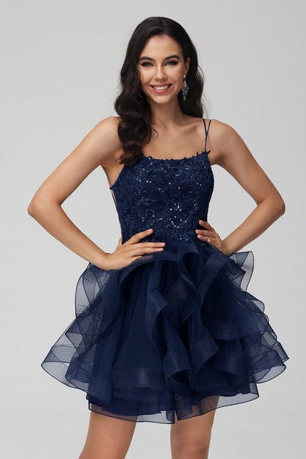 Robe Dentelle Tulle Festif Marine - gallery 8