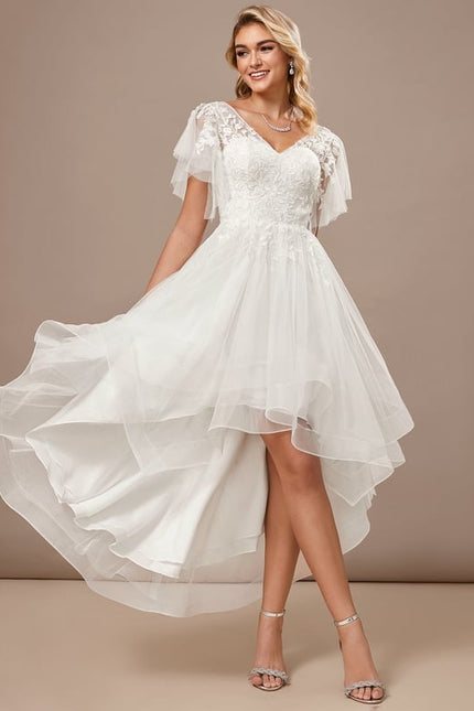 Robe Blanche Voile Et Dentelle - gallery 3