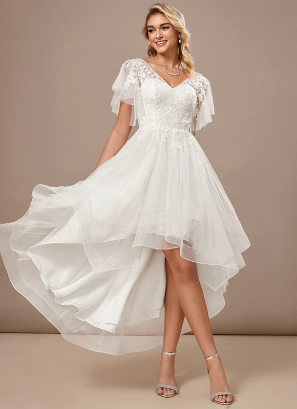 Robe Blanche Voile Et Dentelle - gallery 3