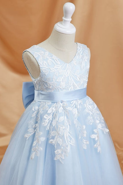 Robe Dentelle Bleu Ciel Tulle - gallery 4