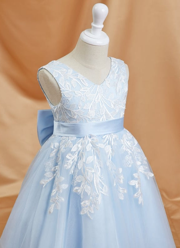 Robe Dentelle Bleu Ciel Tulle - gallery 4