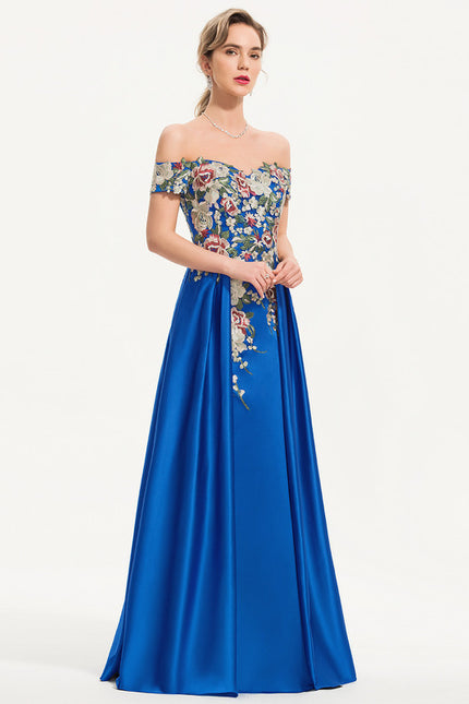 Robe Dentelle Bleue Fleurie - gallery 1