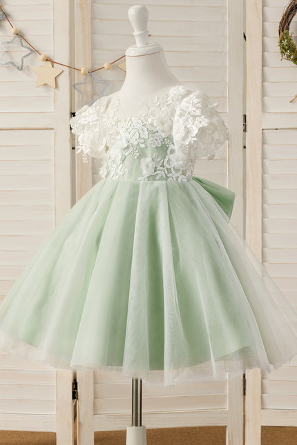 Robe Dentelle Tulle Vert Pâle - gallery 6