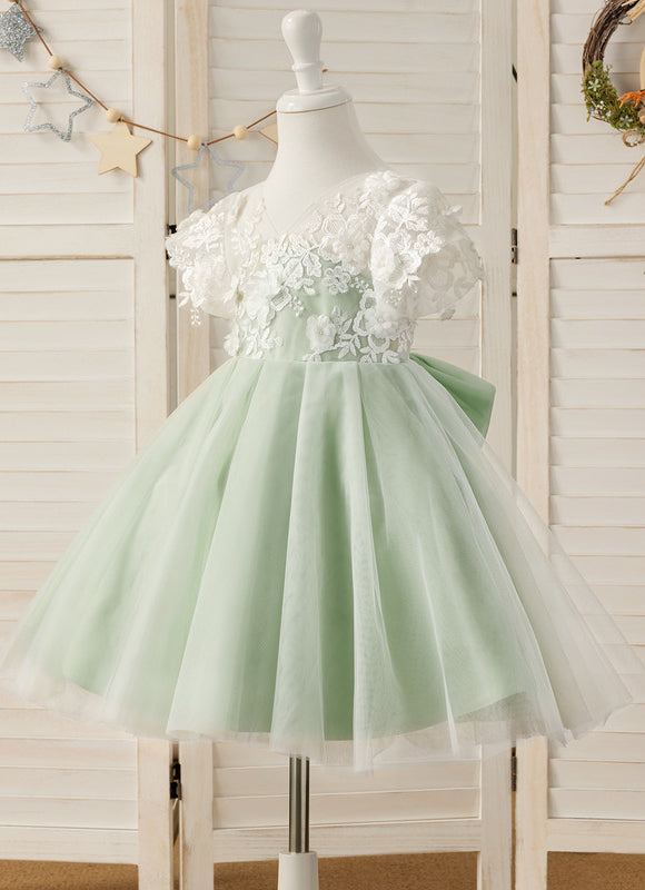 Robe Dentelle Tulle Vert Pâle - gallery 6