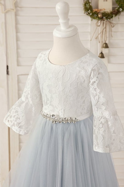 Robe Blanche Manche Longue Dentelle - gallery 4