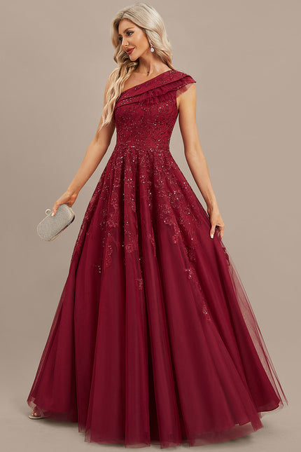 Robe Dentelle Bordeaux Scintillante - gallery 3