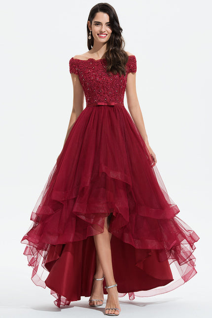 Robe De Cocktail Asymétrique Dentelle