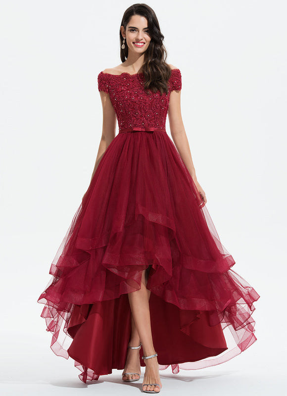Robe De Cocktail Asymétrique Dentelle