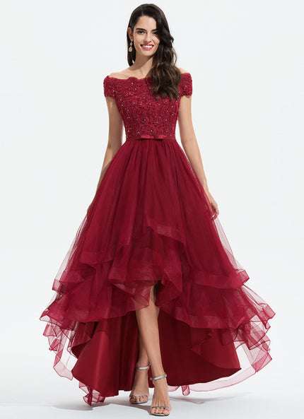 Robe De Cocktail Asymétrique Dentelle