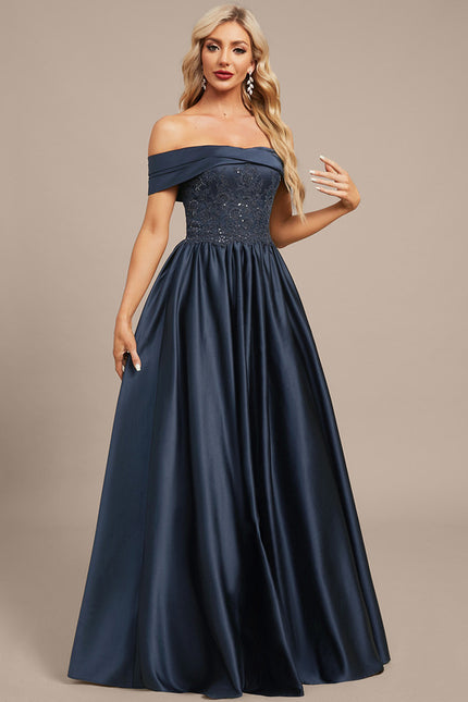 Robe Dentelle Satinée Évasée - gallery 6