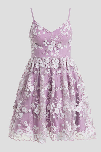 Robe Dentelle Lilas Brodée