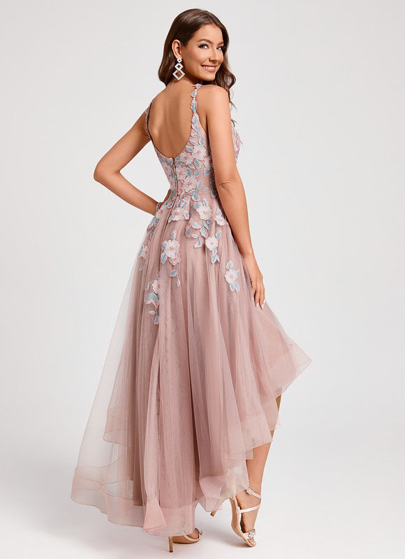 Robe Rose Poudre Dentelle - gallery 1