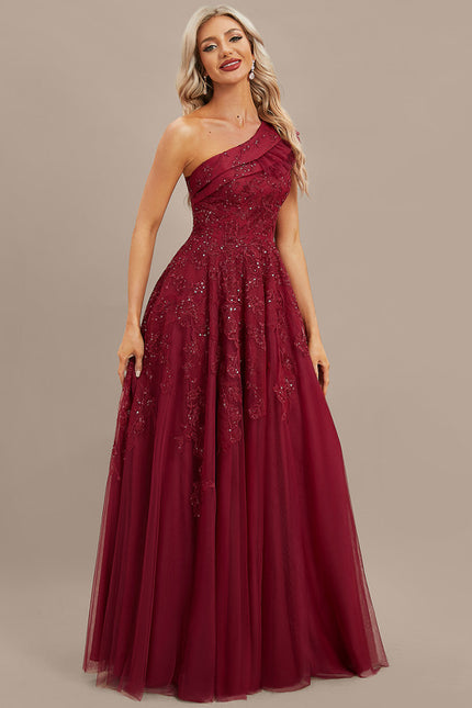 Robe Dentelle Bordeaux Scintillante - gallery 5