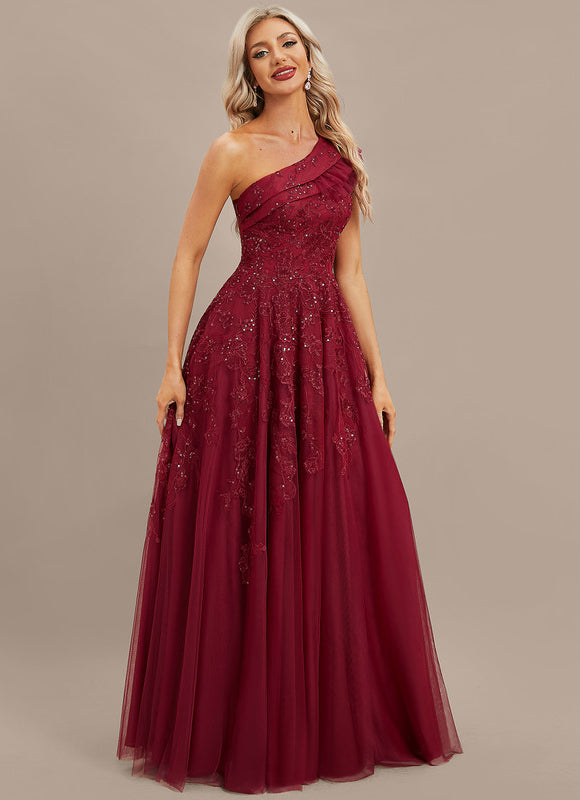 Robe Dentelle Bordeaux Scintillante - gallery 5