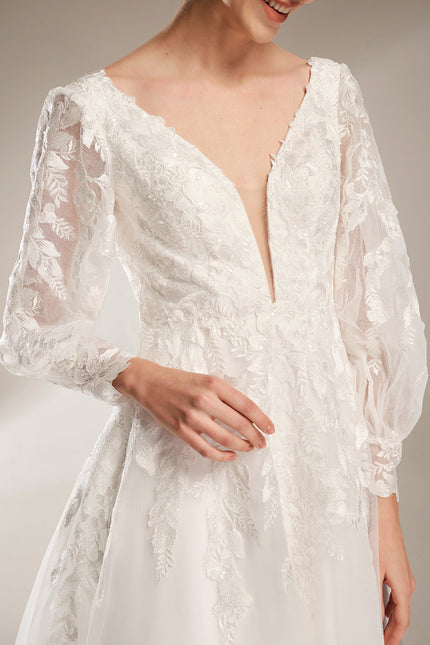 Robe Dentelle Nuptiale Satinée - gallery 6