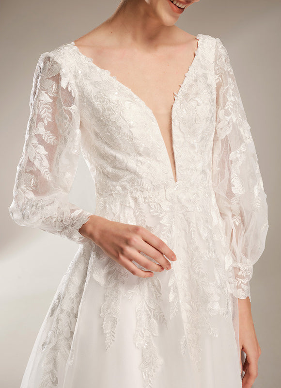 Robe Dentelle Nuptiale Satinée - gallery 6