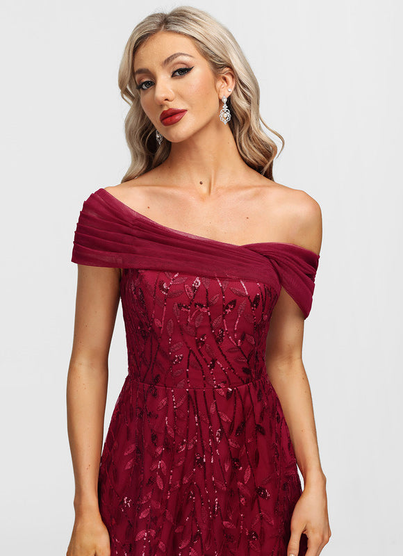 Robe Dentelle Bordeaux Florale - gallery 4