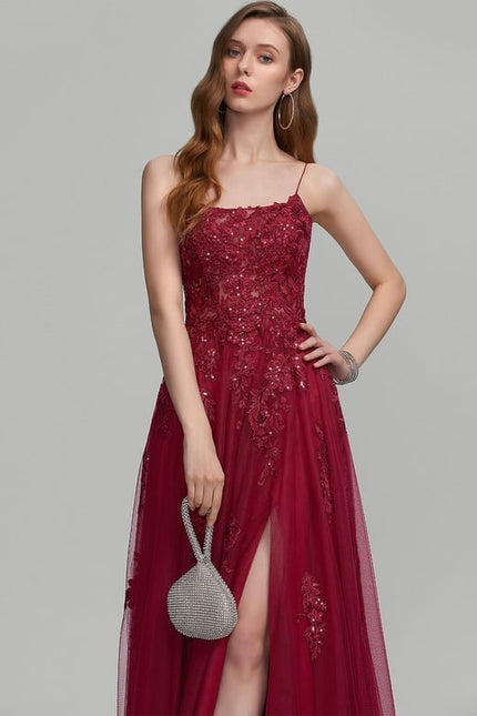 Robe Dentelle Longue Bordeaux Élégante - gallery 2