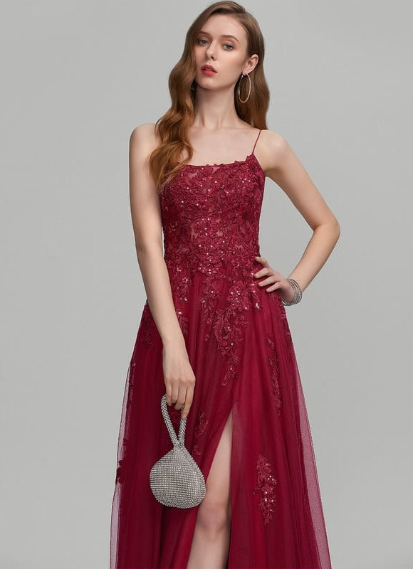 Robe Dentelle Longue Bordeaux Élégante - gallery 2