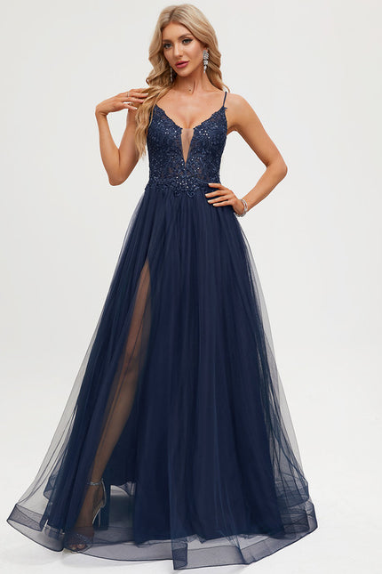 Robe Dentelle Tulle Marine