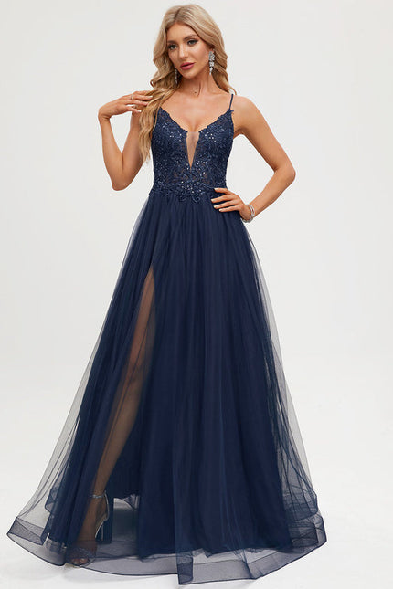 Robe Dentelle Tulle Marine