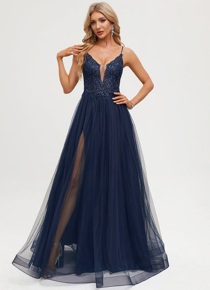 Robe Dentelle Tulle Marine