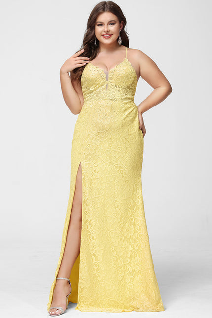 Robe Dentelle Dentelle Jaune - gallery 8